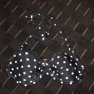 Black polka dot bathing suit top
